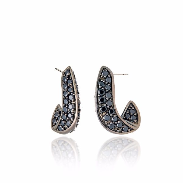 Sterling Silver Statement Earrings With Black Spinel Hot on Sale