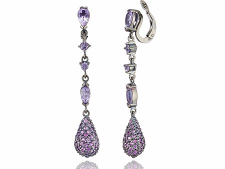 Sterling Silver Statement Earring Clips With Pink Sapphires & Amethyst Hot on Sale