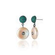 Sterling Silver Statement Earrings with Green Sapphires, Green Agate & Pink Pearls on Sale