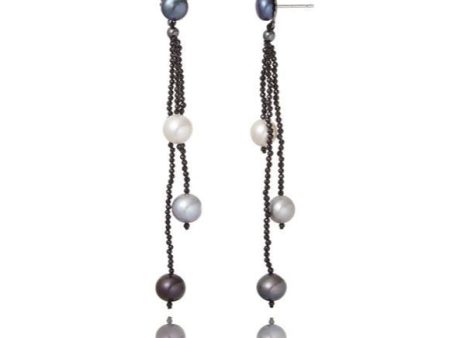 Sterling Silver Tassel Earrings with Mixed Pearls Fashion