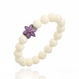 White Coral Beaded Bracelet with Sterling Silver, Lavender Enamel & Amethyst Cheap