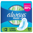 Always Long and Super Maxi Pads with Flexi-Wings Multipack, 90 ct. Online now