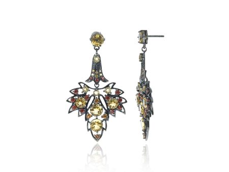 Sterling Silver Statement Earrings With Orange Sapphire, Red Sapphire, Yellow Sapphire & Citrine Online