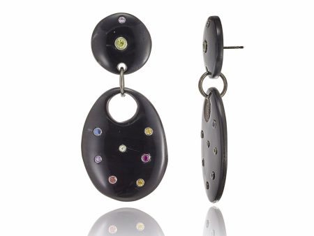 MCL Design Statement Earrings with Sterling Silver and Mixed Sapphires Online Sale