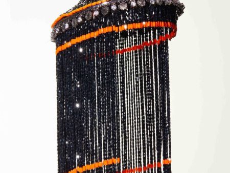 MCL Design Jeweled Beaded Black & Orange Costume Headpiece Cheap