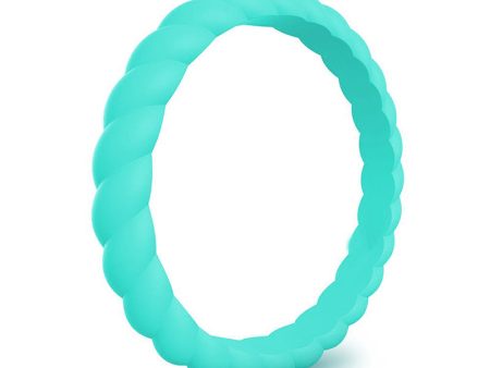 Braided Stackable Silicone Ring - Tidal Turquoise For Discount