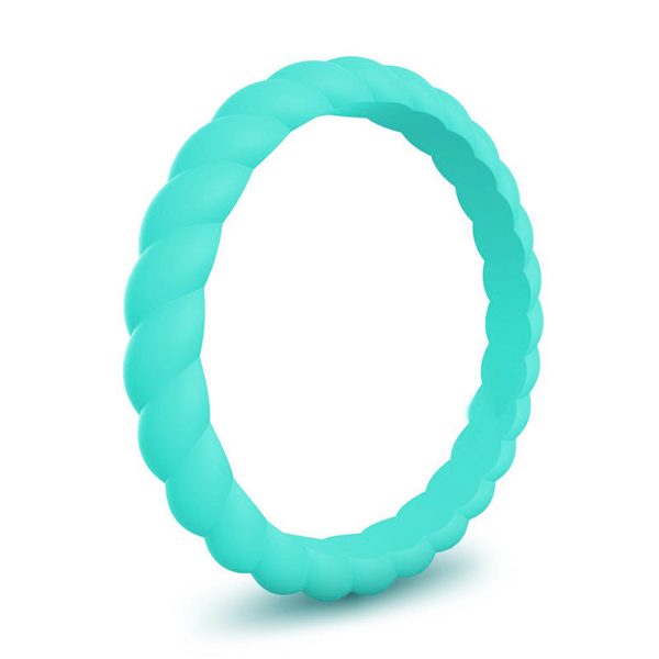 Braided Stackable Silicone Ring - Tidal Turquoise For Discount