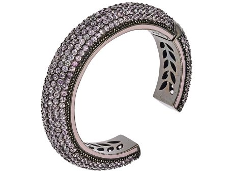 Sterling Silver Statement Cuff Bracelet with Sweet Pink Enamel & Pink Sapphires Supply