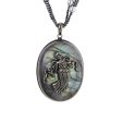 Virgo Pendant Necklace in Silver with Dark Green Glitter Enamel, Mixed Sapphires, Labradorite, Black Spinel and Hematite Fashion