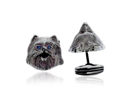 MCL Design Dog Cufflinks with Black Enamel & Blue Sapphires Online Hot Sale