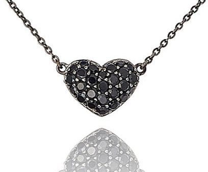 MCL Design Sterling Silver Heart Necklace with Black Spinel Sale