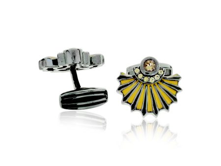 MCL Design Cufflinks with Mango Enamel, Yellow Sapphires & Citrine Online now