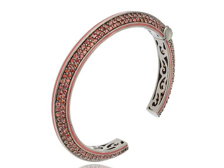 Sterling Silver Statement Cuff Bracelet with True Red Enamel & Red Sapphires Online Hot Sale