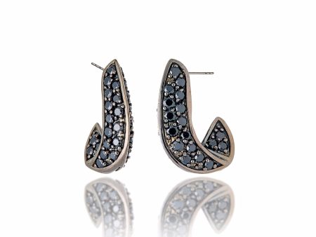 Sterling Silver Stud Earrings with Black Spinel For Sale