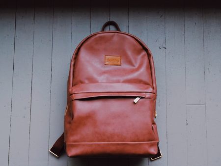 Brown Faux Leather Backpack on Sale