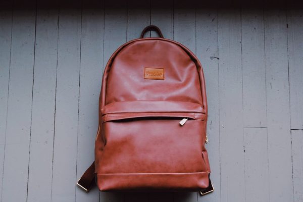 Brown Faux Leather Backpack on Sale