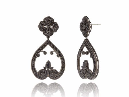 Sterling Silver Statement Earrings With Black Spinel & Black Onyx Sale