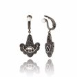 Sterling Silver Statement Earring Clips With White Enamel, Black Spinel & White Pearl For Cheap